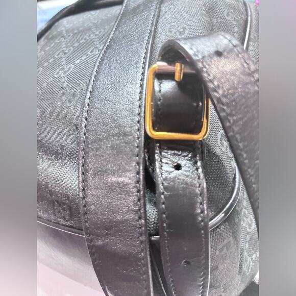 GUCCI Vintage Black Signature Jacquard & Leather Trim Backpack main image 8